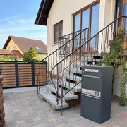 Metzler Paketbox Bispo 2, buzón con compartimento grande para paquetes, antracita, personalizado, grabado, acero inoxidable macizo para exteriores