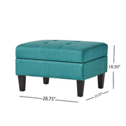 Otomana de almacenamiento de tela capitoné — Azul oscuro / Gris oscuro / Gris claro / Rojo intenso / Canela oscuro / Verde azulado, 1 plaza