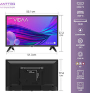 Smart TV Antteq AV24H3 de 24 pulgadas (60 cm) con Netflix, Prime Video, Rakuten TV, Disney+, YouTube, UVM, WiFi, sintonizador triple DVB-T2 / S2 / C
