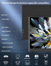 Monitor portátil HONGO 4K, pantalla portátil para portátil de 17.3" 3840x2160 IPS con 100% sRGB, monitor externo para portátil, PC, Mac, Switch, segunda pantalla portátil USB C