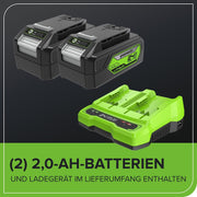 Cortacésped autopropulsado a batería Greenworks 48V (24V x 2) para hasta 480m², 46cm de ancho de corte, saco de 55L, cortacésped eléctrico más dos baterías de 4Ah y cargador doble, 3 años de garantía, GD24X2LM46SPK4X