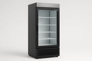 Armario refrigerado con puerta de cristal, 5 estantes, 185 cm, negro
