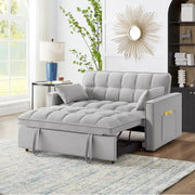 Sofá Cama Biplaza 4 en 1 con Apoyabrazos y Bolsillos de Almacenamiento, Sofá Cama Extraíble Tapizado Multifunción con Respaldo Ajustable
