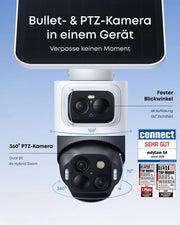 Cámara de seguridad exterior eufy S4 4K UHD, visión nocturna a color, zoom híbrido 8x, solar, seguimiento automático multicámara de 360° para HomeBase S380