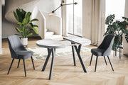 Mesa de comedor redonda extensible – Mesa de salón y cocina moderna – Mesa con construcción estable, diámetro 80 cm - 130 cm – Color negro – Colección OVO