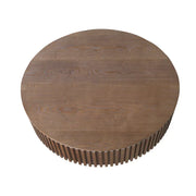 Mesa de centro redonda moderna de madera maciza chapada con almacenamiento