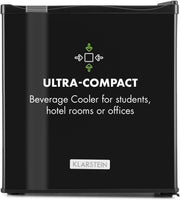 KLARSTEIN Mini refrigerador de 30L para snacks y bebidas, mini nevera súper silenciosa, minibar, pequeña nevera para camping, mini nevera para cosméticos, refrigerador con estantes ajustables, 5-15°C