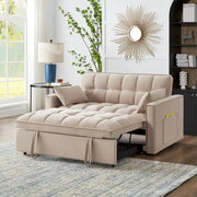 Sofá Cama Biplaza 4 en 1 con Apoyabrazos y Bolsillos de Almacenamiento, Sofá Cama Extraíble Tapizado Multifunción con Respaldo Ajustable