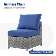 Set de muebles de exterior para patio XIZZI de 13 piezas de mimbre con fogata