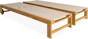 sweeek - Lote de 2 tumbonas de madera de acacia y textileno beige. Multiposiciones con ruedas