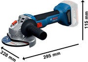 Amoladora angular a batería Bosch Professional 18V System GWS 18V-8 (diámetro de disco 125 mm, incl. 2 baterías GBA 4.0Ah, cargador GAL 18V-40, L-BOXX)