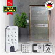 BURG-WÄCHTER Cerradura electrónica para puerta ENTRYeasy 7601 PIN, cilindro, teclado, aplicación, código PIN, llave inalámbrica, negro, acero inoxidable