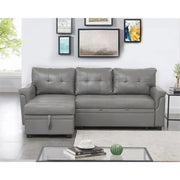 Sofá seccional reversible convertible con cama extraíble, chaise longue con almacenamiento oculto y patas duraderas