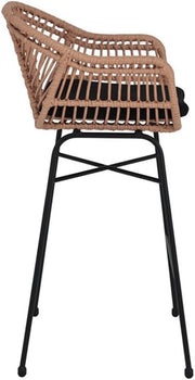 Lisa Design - Rosano - juego de 4 taburetes - efecto ratán - madera y negro, Negro/Madera