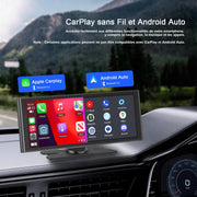 Avylet 9,26'' Apple CarPlay para coche con cámara de visión trasera, pantalla táctil portátil, navegación GPS, control por voz Google/Siri, Android Auto, Bluetooth, AUX/FM, Mirror Link, OTA, inalámbrico