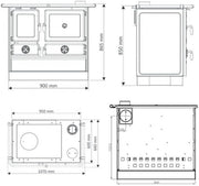 Cocina de leña Interstoves MAGNUM MBS de hierro fundido, salida por el lado izquierdo -