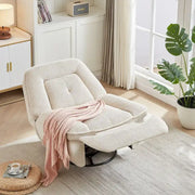 Sillón reclinable giratorio de pana con deslizamiento, reposapiés para sala de estar