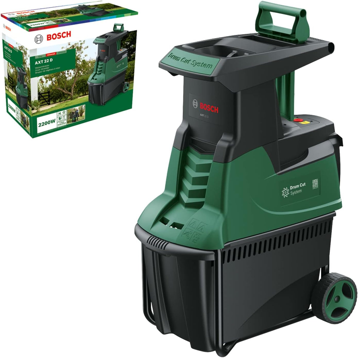 Trituradora de turbina Bosch AXT 25 TC (2500 W; adecuada para madera y residuos de jardín duros; incluye guantes de jardinería; caja colectora integrada de 53 l; en caja de cartón) – Edición