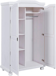 Inter Link - Armario - Pino macizo - Guardarropa - Estilo rústico - Armario para ropa blanca - Armario multiusos - Armario de dormitorio - 2 puertas - Lacado en blanco - Hedda
