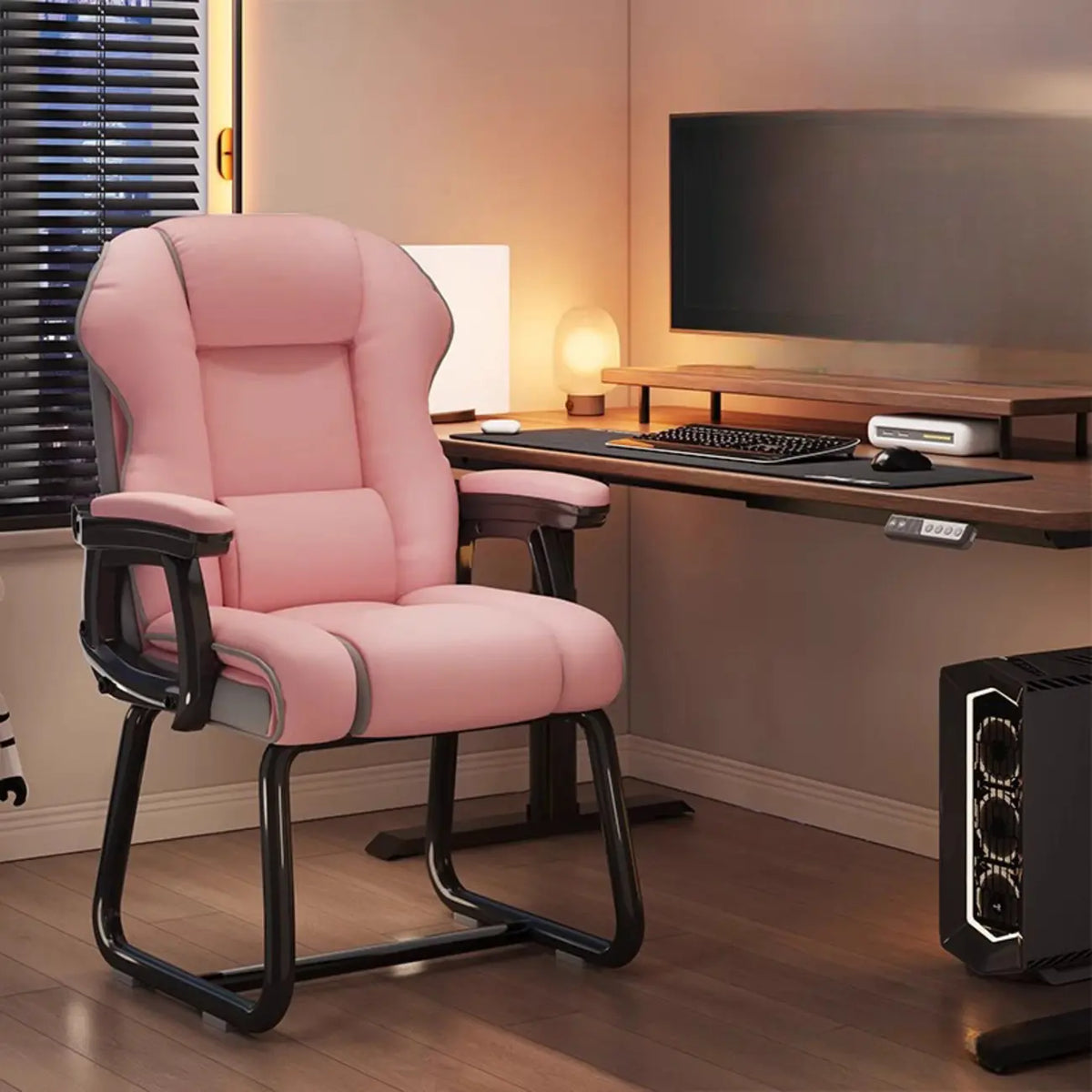 Silla ejecutiva ergonómica de cuero con respaldo alto color amarillo