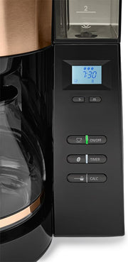 Melitta AromaFresh - Cafetera de filtro - con jarra de cristal - molinillo integrado - función de temporizador - 10 tazas - Negro puro