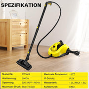 Limpiador a vapor TVD, limpiador de tapicería, limpiador a vapor con cable de alimentación extralargo de 5 m para suelos, horno, coche, azulejos, alfombras, tapicería, sofás, chinches.