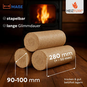 Brikets de madera Nestro XL Blue - Brikets de madera blanda, palé de 960 kg (96x10 kg) - Brikets premium para chimenea, caldera y estufa - Alto poder calorífico, bajo contenido en cenizas y máximo rendimiento energético