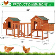 AECOJOY Gallinero grande de 144'' con corral, caseta de madera para aves y jaula para aves de corral