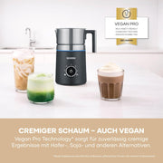 Espumador de leche por inducción SEVERIN SPUMA 700, espumador de leche eléctrico que no quema, espumador apto para lavavajillas, acero inoxidable cepillado/negro mate, SM 3586