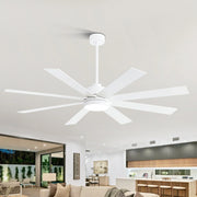 Ventilador de techo negro de 65 pulgadas y 8 aspas con luz y control remoto