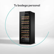 Candy DiVino CWC058, Vinoteca, 58 Botellas, WiFi, App hOn, Puerta Reversible, 10 Baldas, Tratamiento Anti-UV, Compresor Antivibraciones, Iluminación LED, Control Digital, Tirador Integrado, 37 dB, Negro