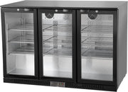 Enfriador de botellas METRO Professional GBC3003, aluminio/vidrio, 135 x 53 x 86,5 cm, 308 L, estantes ajustables, descongelación automática, iluminación LED, negro