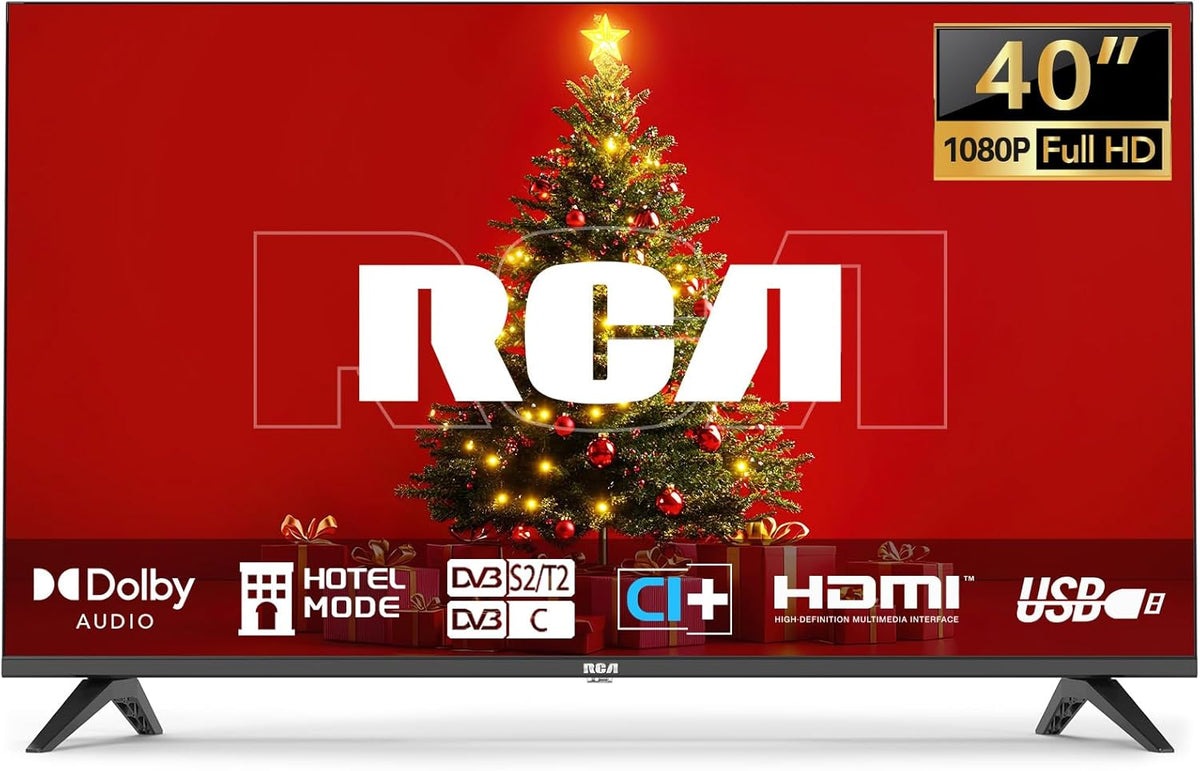 Televisor RCA de 40 pulgadas (100 cm) Full HD sin bordes LED con triple sintonizador (DVB-T/T2-C-S/S2), Dolby Audio, HDMI, reproductor multimedia USB, CI+ y modo hotel