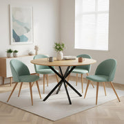 Juego de comedor con mesa y sillas, conjunto de comedor de 5 piezas, mesa de comedor redonda de 120 cm y 4 sillas de comedor de terciopelo, adecuado para cocinas, comedores y salas de estar