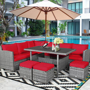 Conjunto de comedor de ratán para patio de 7 piezas Costway, sofá seccional y otomana - Ver detalles