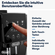 De'Longhi Magnifica Start ECAM222.20.B, cafetera superautomática con boquilla para espuma de leche, para capuchino, con botón de selección directa de espresso y función de 2 espressos, molinillo cónico de 13 niveles, 1450 W, negro