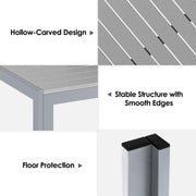 Mesa de jardín de aluminio LIFERUN, mesa de balcón de WPC de 75x75 cm resistente a la intemperie, mesa cuadrada para terraza, mesa de comedor antideslizante para exteriores, marrón teca + gris claro