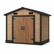 Caseta de jardín de polipropileno con aspecto de madera, color marrón claro