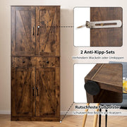 COSTWAY Armario de cocina alto, 183 cm, despensa con 4 puertas, cajón y 3 estantes ajustables, armario multiusos moderno, alacena alta, para cocina, comedor y salón, marrón
