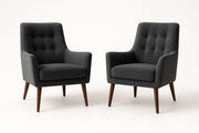 Juego de 2 sillones de tela con patas de madera