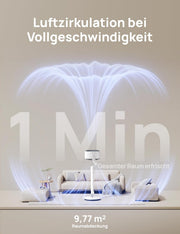 Ventilador de pie inteligente Dreo con luz RGB, oscilación de 120° + 120° con control remoto, ventilador de suelo silencioso de 20 dB para dormitorio, temporizador de 8 horas, plateado