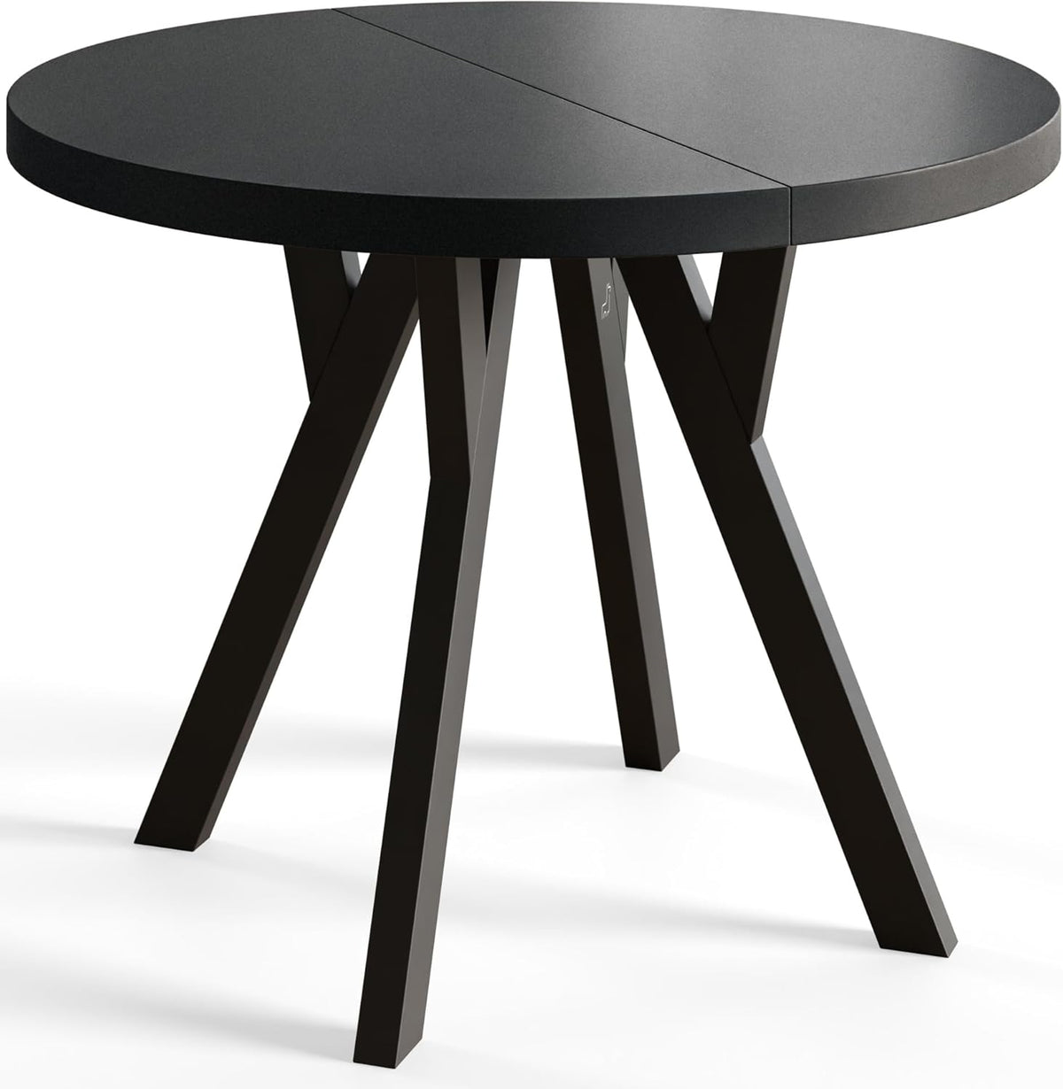 Mesa de comedor redonda extensible – Mesa de salón y cocina moderna – Mesa con construcción estable, diámetro 80 cm - 130 cm – Color negro – Colección OVO