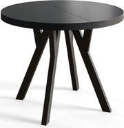 Mesa de comedor redonda extensible – Mesa de salón y cocina moderna – Mesa con construcción estable, diámetro 80 cm - 130 cm – Color negro – Colección OVO