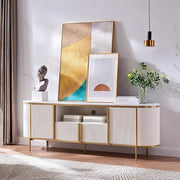 Mueble de TV de lujo moderno, centro de entretenimiento, con superficie de mármol sintético