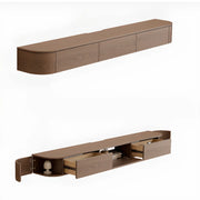 Mueble de TV moderno de madera color marrón nuez para montaje en pared con luz
