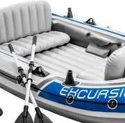 Set de bote inflable Intex Excursion 4 - 315 x 165 x 43 cm - 3 piezas - Gris / Azul