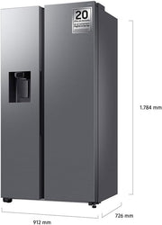 Samsung RS70F64KETEF, frigorífico americano de 640 l, Side-by-Side, acero inoxidable Platinum, dispensador de agua y hielo, Wi-Fi + sistema No Frost