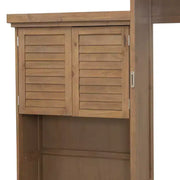 Cama Murphy tamaño queen Whisen Wood con múltiples estantes de almacenamiento y decoración estilo persiana