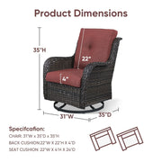 Sillones mecedoras de mimbre para exteriores Gymojoy con base giratoria (juego de 2)