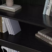 Armario de almacenamiento decorativo de 62 pulgadas, color negro, de mimbre y madera con 12 estantes